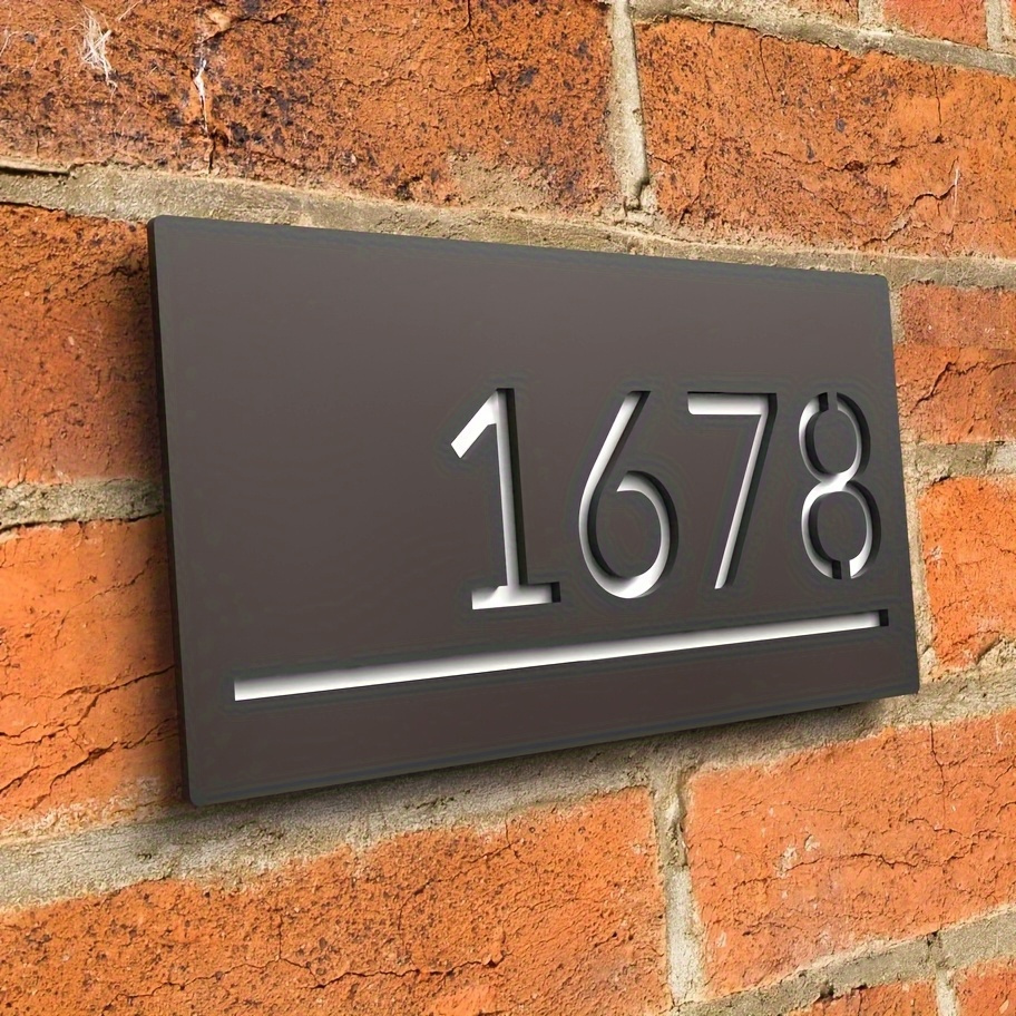 TEMU Plaque Numéro de Maison - Marqueur d'Adresse Moderne, Chiffres Découpés au Laser, Fond Noir &, Facile à Installer, Pré-Perçage pour Portes