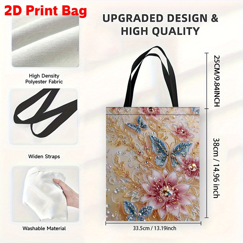 TEMU 1pc Women's Lightweight Elegant Diamond Tote Bag - Handbag With 2d Diamond & Print, Shoulder Purse For Daily , Shopping,, Parties (for Her) -