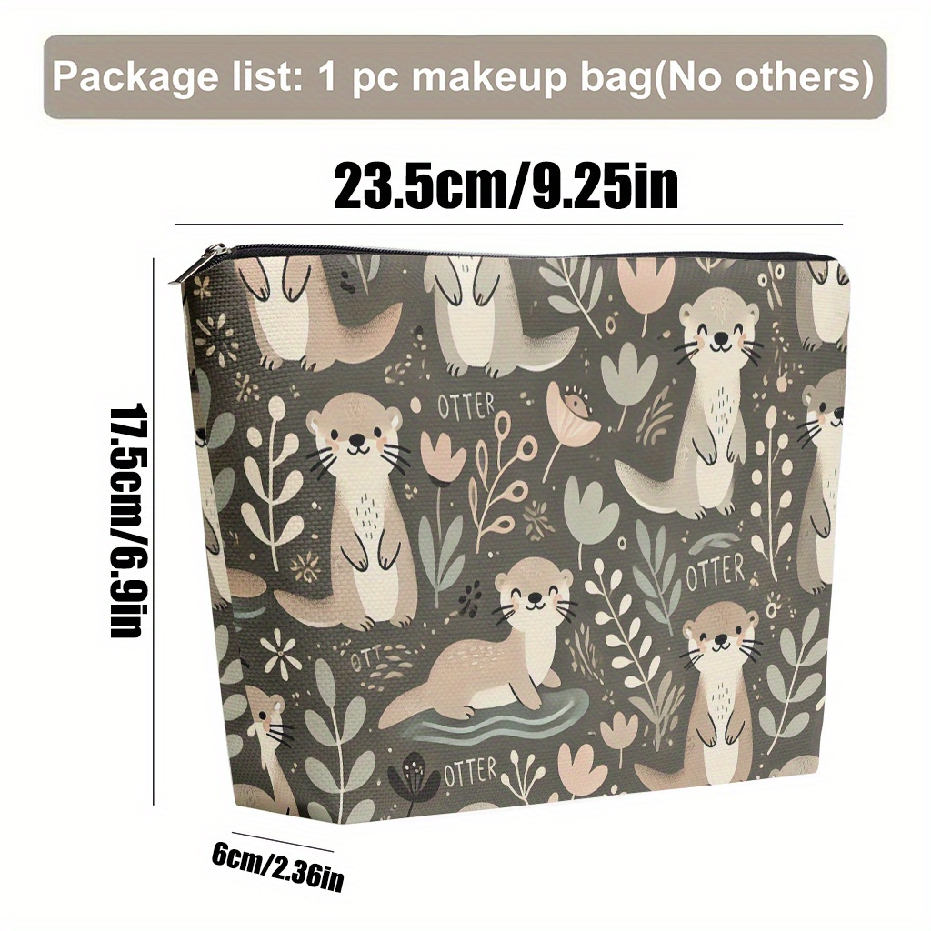 TEMU Makeup Bag 1pc, And Cute Flowers Lightweight Foldable For Cosmetic Bag, Travel Toiletry Pouch, Zipper Closure, Double-sided Print Toiletry Pouch