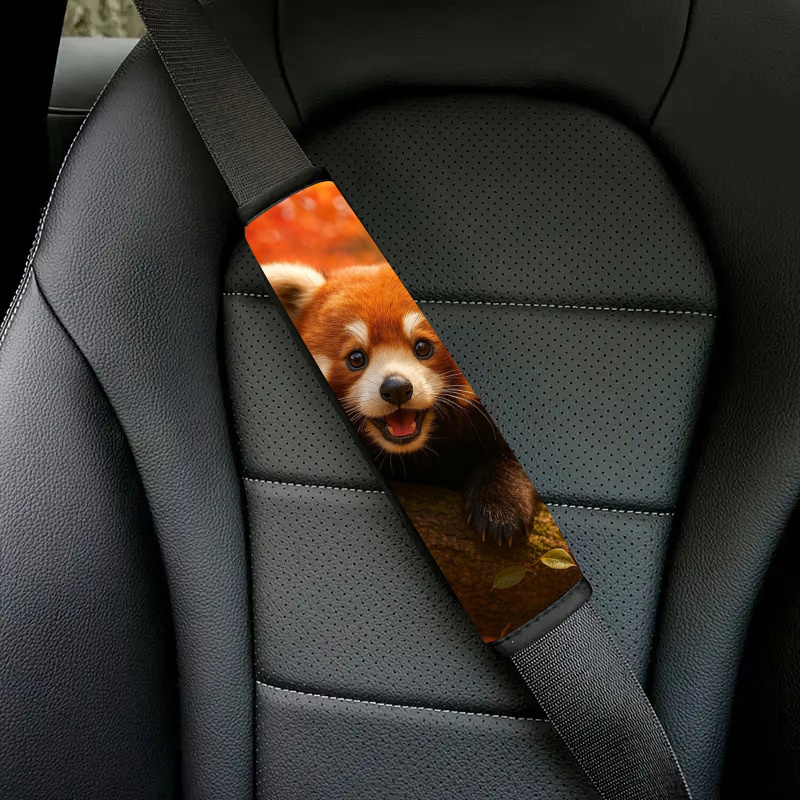 TEMU Red Panda Seat Belt Shoulder Strap, Autumn Style, Soft Shoulder Supports And Comfortable Driving Accessories Are Essential For Long Drives And