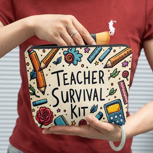 kosmetiktasche ., lehrer-überlebensset mit schulbedarf around it1, party-geschenk-aufbewahrungstasche mit reißverschluss, leichte kosmetiktasche, zur aufbewahrung von kleinigkeiten, reise-kulturbeutel, für schule, arbeit, den täglichen gebrauch