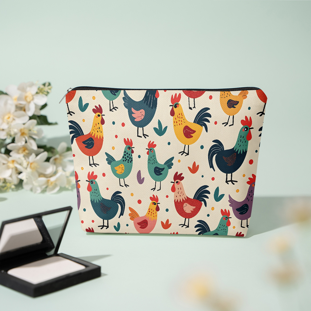 TEMU Cosmetic Bag 1pc, A Pattern Of Colorful On A Be1, Party Gift Zippered Storage Bag, Lightweight Cosmetic Pouch, For Storing Cosmetics And Small Items, Travel Toiletry Bag, School, Work, Daily Use