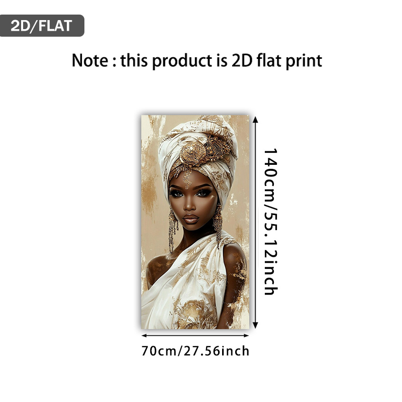 TEMU 2d Flat, 2d Flat, A 2d Flat Canvas Art Piece Measuring 27.56 By 55.12 Inches (70 By 140 Cm) Featuring A Modern Abstract Of An African Woman With
