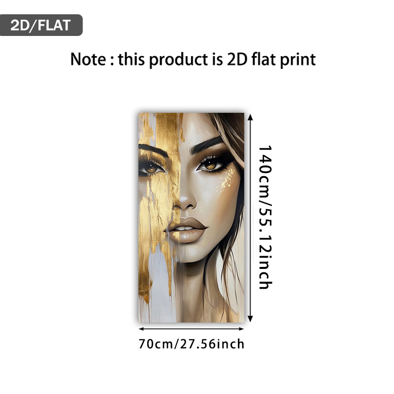 TEMU 2d Flat, 2d Flat, A Modern Abstract Canvas Painting Featuring A Woman's Half , Measuring 27.56 By 55.12 Inches (70 By 140 Cm). This Frameless