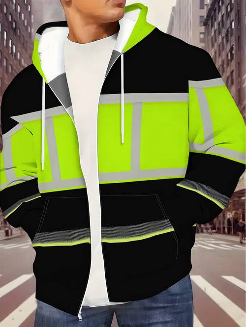 sweat à capuche zippé pour homme - sweat à capuche décontracté avec motif imprimé numérique, convient pour lautomne et lhiver, facile à laver, pour et lusage - coupe , offrant un confort et un look élégant, taille