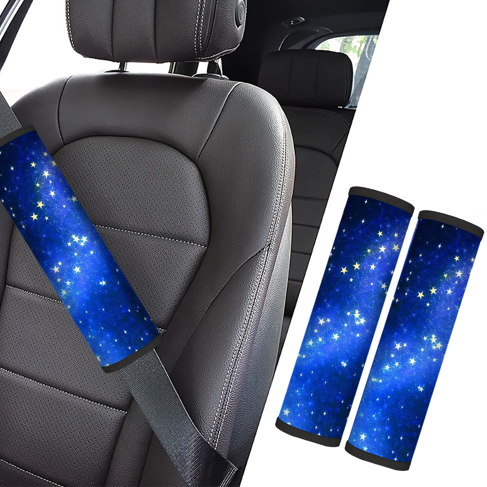 TEMU 2pcs Starry - Blue Car Seat Belt Cover - Car Interior Accessory, Soft Fashion Seat Belt Shoulder Pads,multifunctional Shoulder Strap Protector,