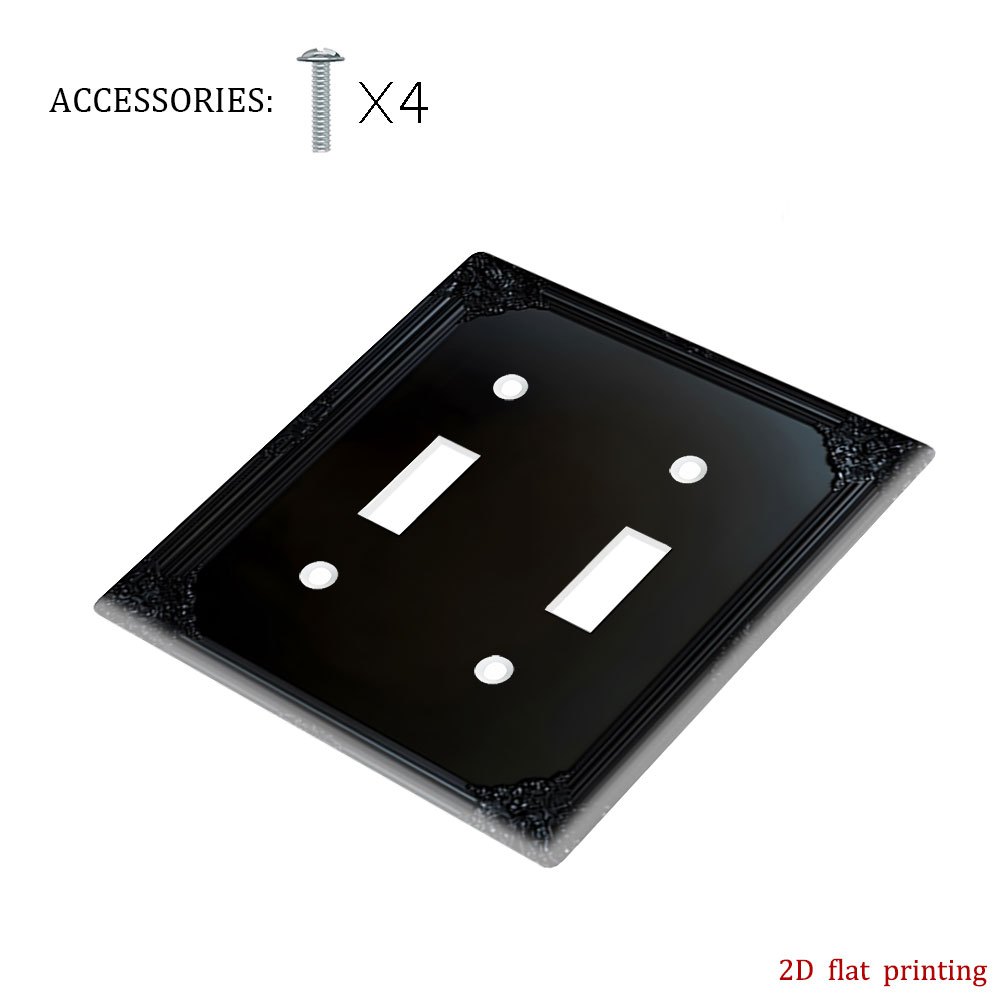 TEMU 1pc Black Ornate Frame Light Switch Covers With Dark Abstract Designs, Featuring 2d Flat Printing. For Electricity Or Batteries, Available In