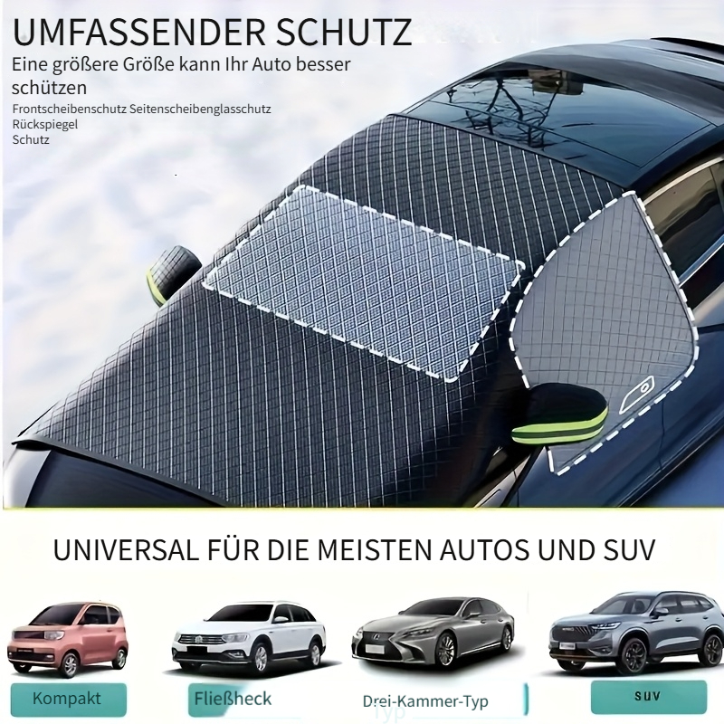 ldq hochleistungs magnetische auto frost- & schneeschutzabdeckung mit reflektierenden streifen - passend für suvs, mittelgroße autos, geländewagen, mpvs - einfache installation windschutzscheiben schutz, fahrzeugschutz, elegantes design, strapazierfähiges material 3