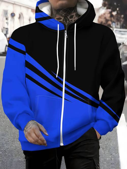 sweat à capuche zippé pour homme - sweat à capuche décontracté zippé pour homme - motif à impression numérique, design , vêtement dautomne et dhiver, lavable, convient pour les et - coupe , convient pour un , confortable et élégant,