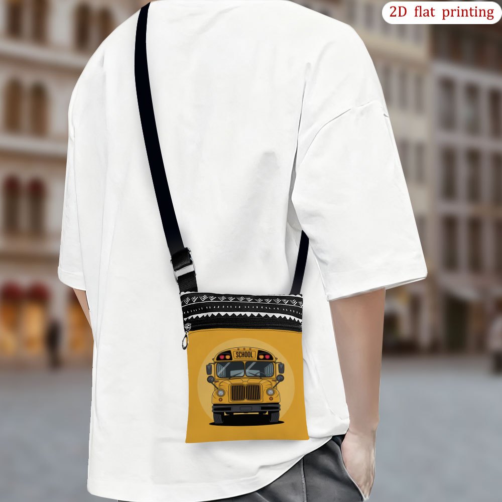 TEMU 1pc [2d Flat Printing] Crossbody Bag Featuring Bus Front View, Ideal For Daily Use With Bright Patterns, Lightweight And Reusable Small Shoulder