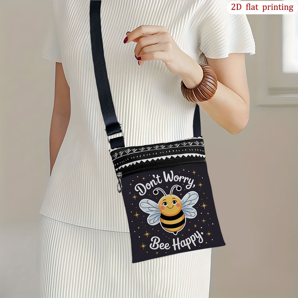 E-shop 1 Stück Bienen-Print Umhängetasche – Leichte kleine Schultertasche mit verstellbarem Gurt & Reißverschluss, langlebige Handtasche geeignet für
