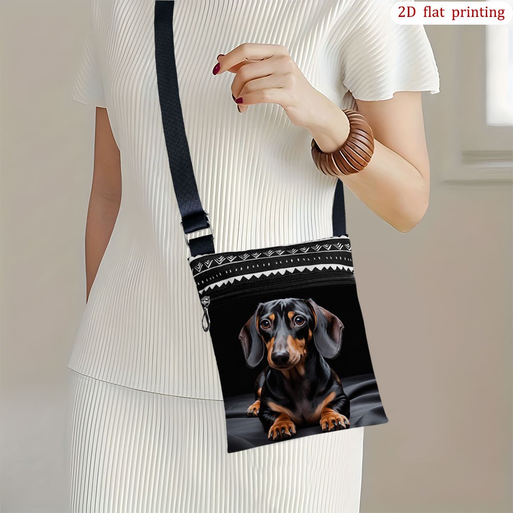 TEMU 1 sac bandoulière [Impression plate 2D] Teckel avec yeux noirs et marron, pour un usage , couleurs assorties, tissu robuste, idéal comme de fête