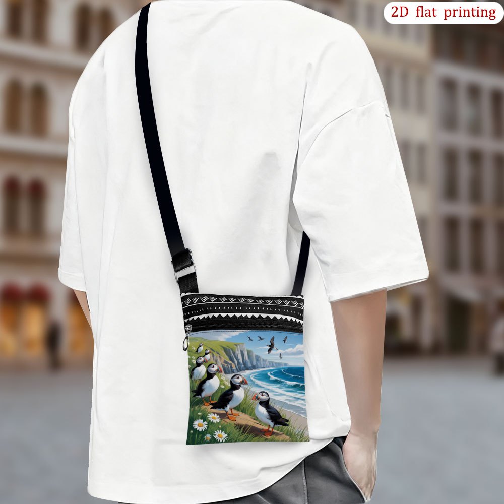 TEMU 1 sac bandoulière [Impression plate 2D] au bord de pour un usage , couleurs assorties, petit sac de shoulder robuste et pratique, parfait pour ,