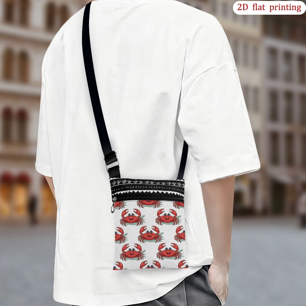 TEMU 1pc [2d Flat Printing] Red Crabs Crossbody Bag For Daily Use, Bright Designs Casual Small Party Gifts Ideal For Small Business Presents, Perfect