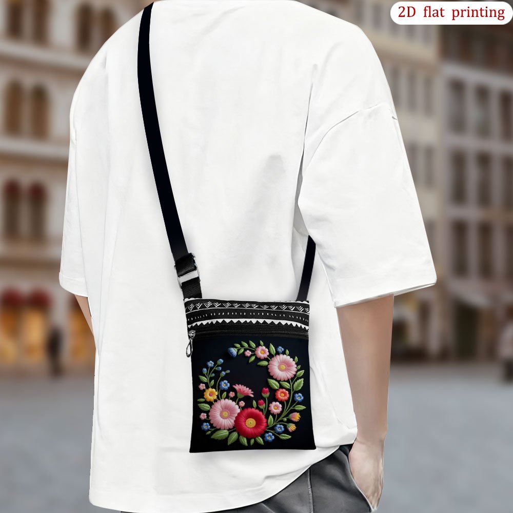 TEMU 1 ud. Bolso bandolera 2D con diseño de corona floral estampada, para uso diario. un diseño y elegante, lo que lo convierte en una opción para