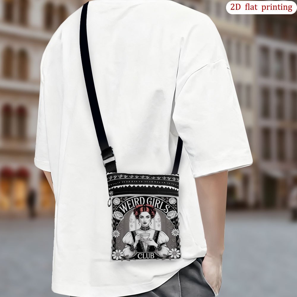 TEMU 1pc Weird Crossbody Bag With 2d Flat Printing, Adjustable Strap Lightweight Small Purse Suitable For Bridal Shower, Party Favors, Travel, Casual