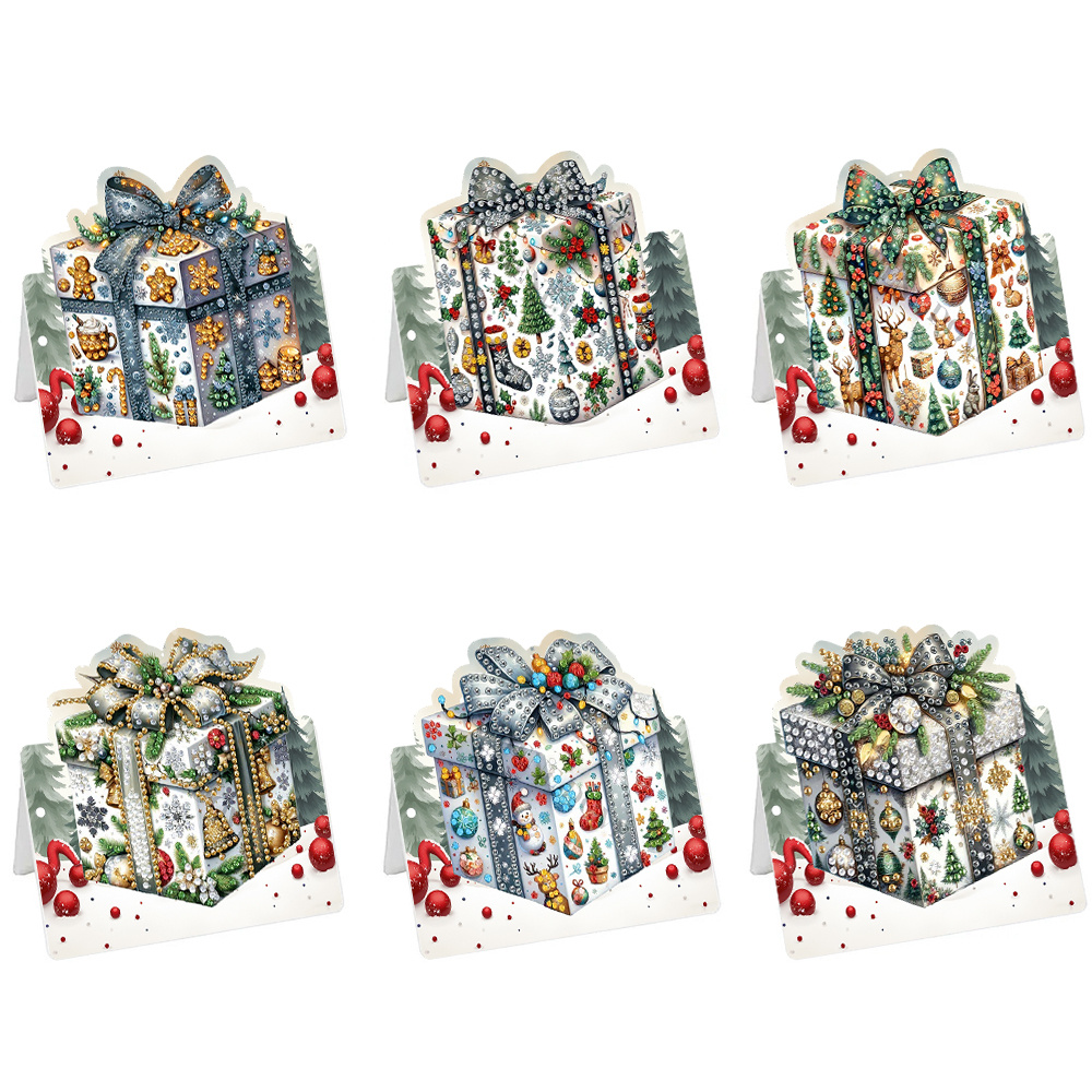 TEMU 6pcs Gift Box Set With Four-season Themes, Birthday Diamond Painting Greeting Cards, Diy Irregular-shaped Rhinestone Painting Craft, Unique