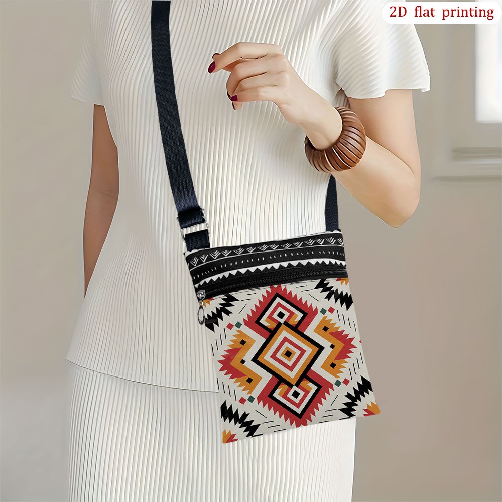 TEMU 1pc [2d Flat Printing] Pattern Art Design Crossbody Bag For Daily Use, Featuring Bright Patterns And Sturdy Fabric, Ideal As Small Gift Bags For