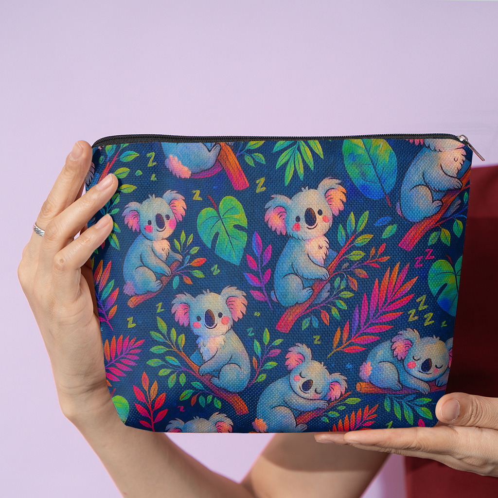 TEMU Cosmetic Bag 1pc, Sleeping Pattern, Stylish Zippered Wallets, Work Snack Bags, Skincare Product Organizers, Double-sided Printed Cosmetic Bags,