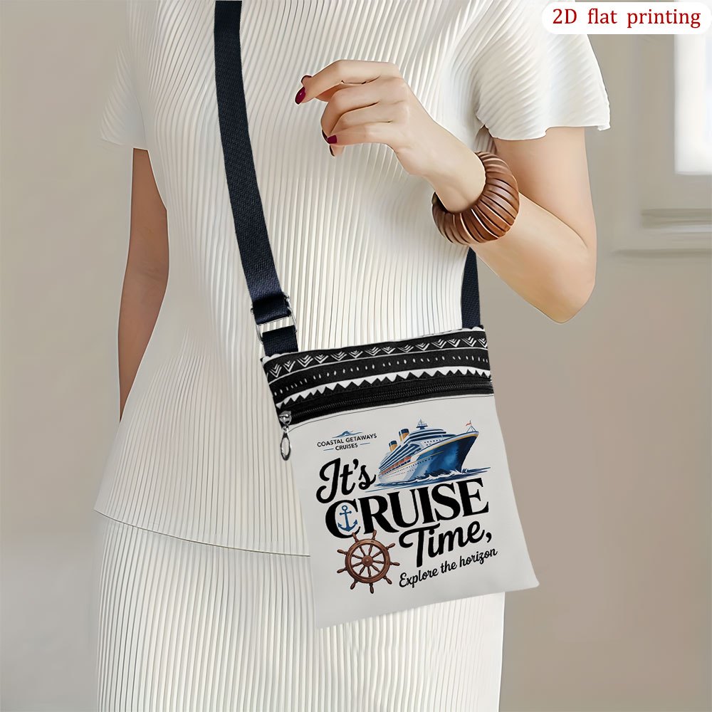 TEMU 1pc [2d Flat Printing] Coastal Crossbody Bag For Everyday Use, , Reusable, Lightweight Small Favor Bag Gift For Holiday Gatherings, Ideal For