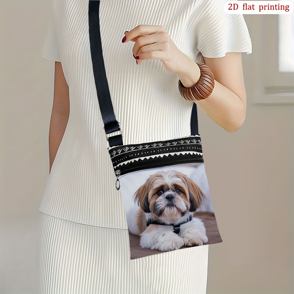 TEMU 1 Sac Bandoulière Imprimé Chien Shih Tzu - Sac à Épaule Style Harnais pour Petit Chien avec Sangle Réglable et Fermeture Éclair, Durable, Cadeau