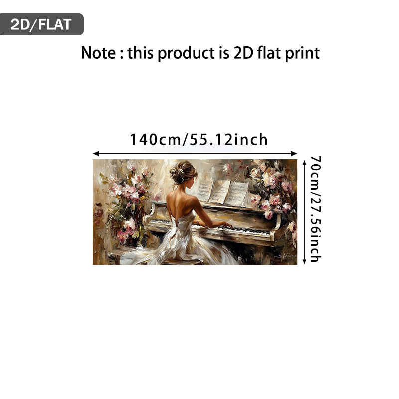 TEMU astratto moderno 2D, pittura su tela piatta 2D, raffigura in un abito che suona il , circondata . Questo' senza cornice misura 27.56 per 55.12