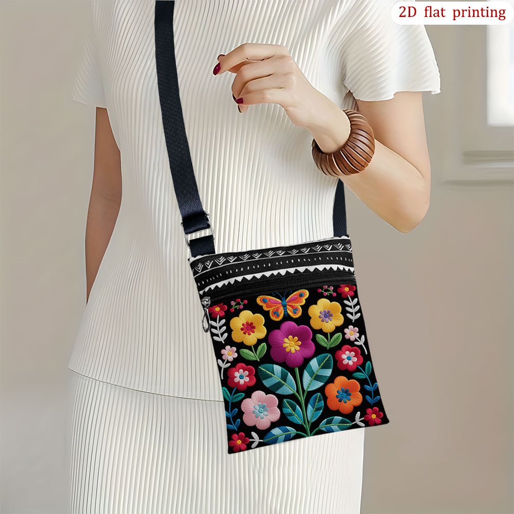 TEMU 1pc Adjustable Strap Boat Crossbody Bag With 2d Flat Print Multicolor Casual Small Shoulder Purse - Zipper Closure, Durable Handbag Suitable For