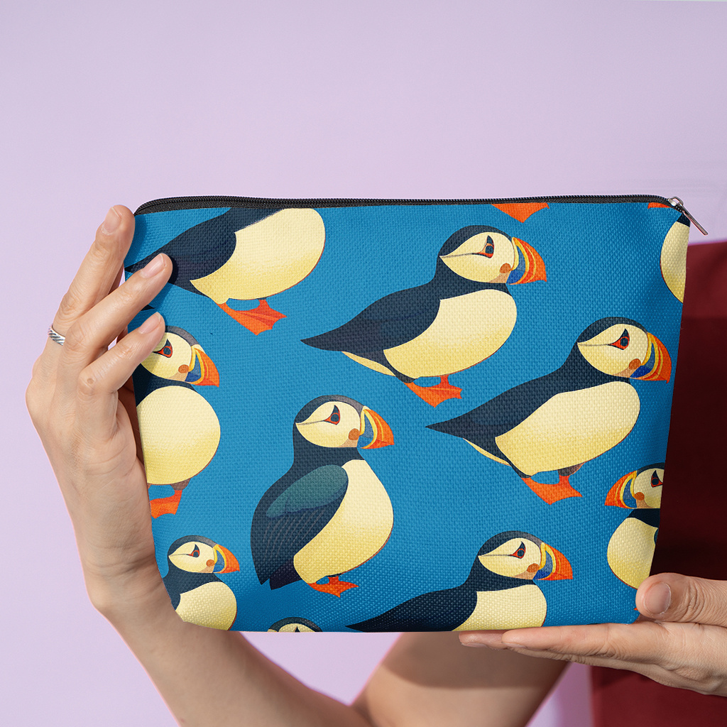TEMU Neceser 1 pieza, de Puffin , Elegantes Carteras con Cremallera, Bolsas para Snacks de Trabajo, Organizadores de Productos para el Cuidado de la