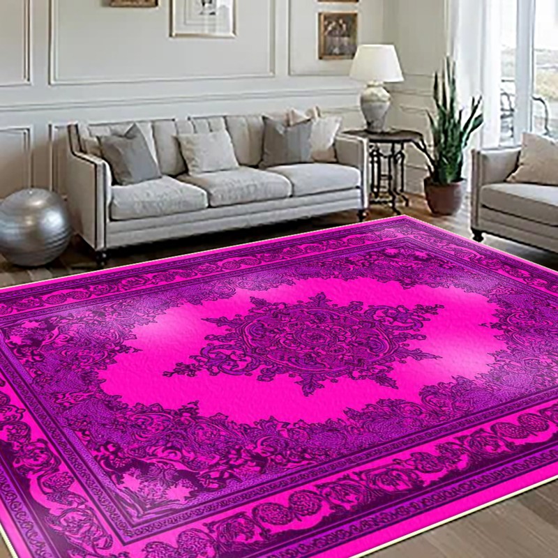 TEMU 1pc Pink-magenta Decorative Area Carpet Local Carpet, Lightweight Soft Comfortable Machine Washable Easy-to-tidy Carpet Mat Home Decoration,