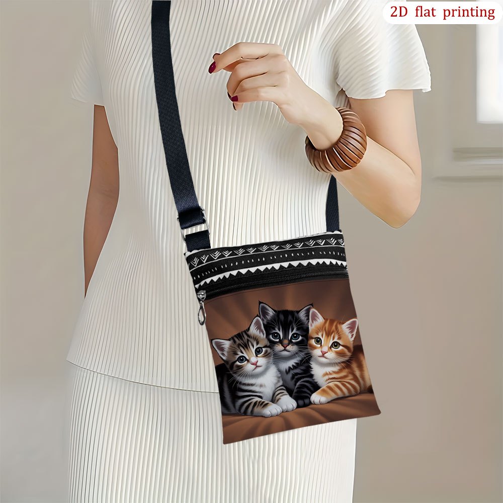 TEMU 1pc Kitten -eye Boat Crossbody Bag - Adjustable Strap & Zipper Closure, Lightweight Small Shoulder Bag Suitable For Beach Trips, Daily Use,