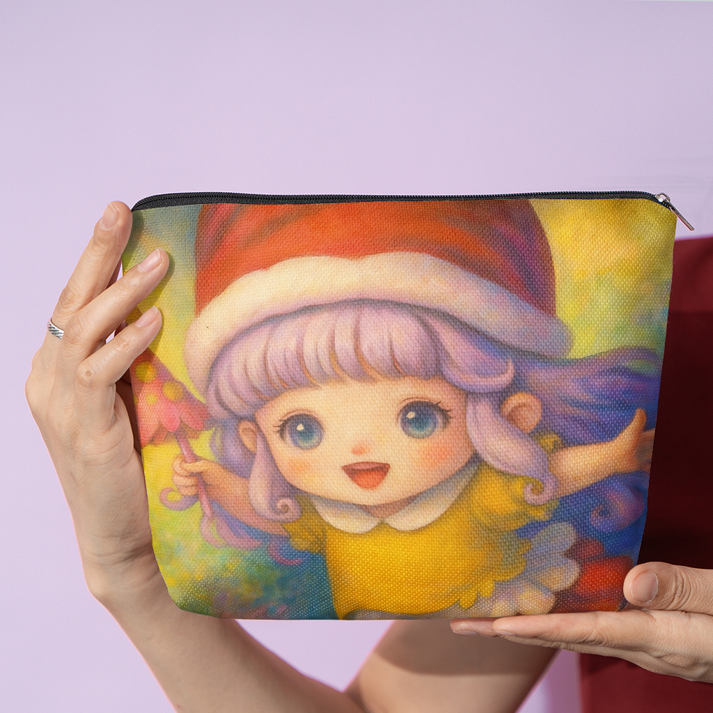 TEMU Beauty Case 1 pz, di Capelli Viola Gelato, Portafogli con Cerniera, Borse per Snack da Lavoro, Organizer per Prodotti per della Pelle, Beauty