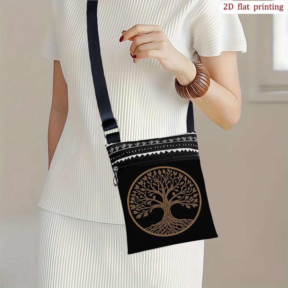 TEMU 1 ud. [Impresión 2D] Bolso bandolera con diseño del Árbol de para uso diario, bolso pequeño de poliéster casual brillantes para regalo, ideal