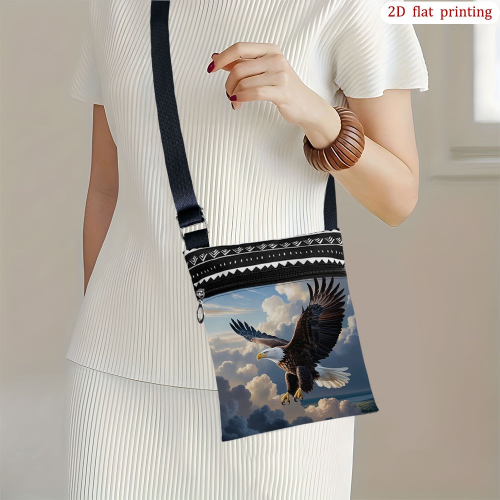 TEMU 1 Sac Bandoulière Décontracté avec Imprimé Chauve - Sangle Réglable et Fermeture Éclair, Petit Sac à Épaule Durable Idéal pour Voyages, Camping,