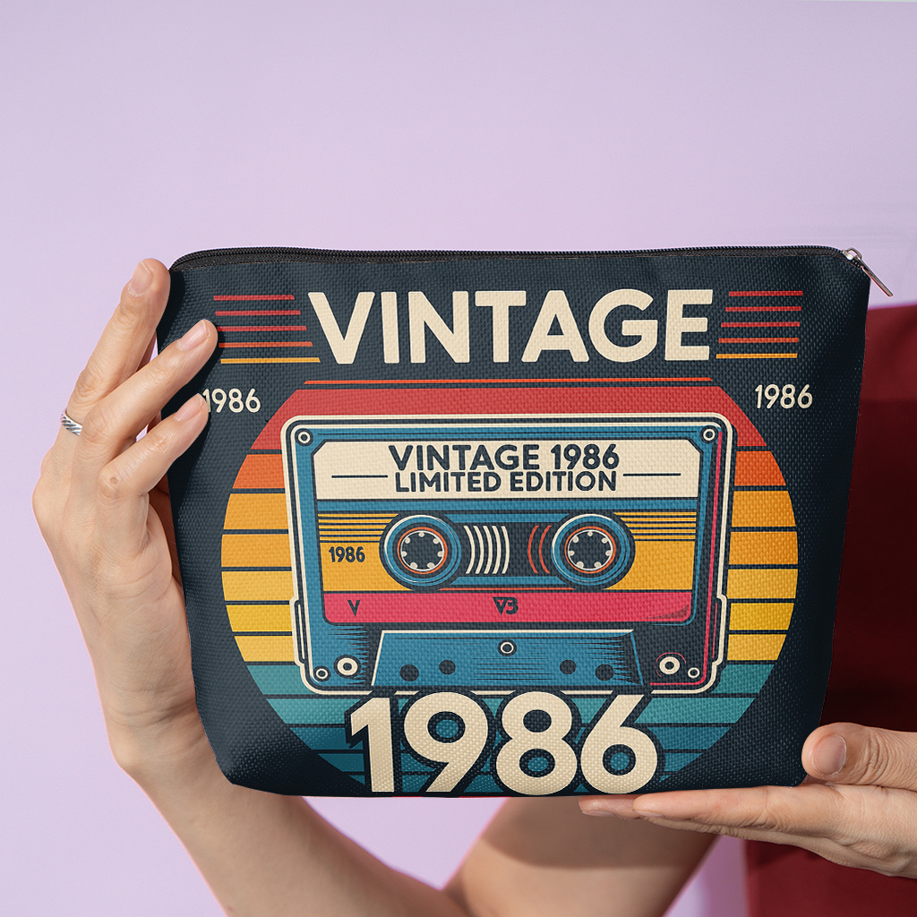Cosmetic Bag 1pc, Vintage Cassette, Stylish Zippered Wallets, Work Snack Bags, Skincare Product Organizers, Double-sided Printed Cosmetic Bags, Student Stationery Organizers, And Holiday Gifts