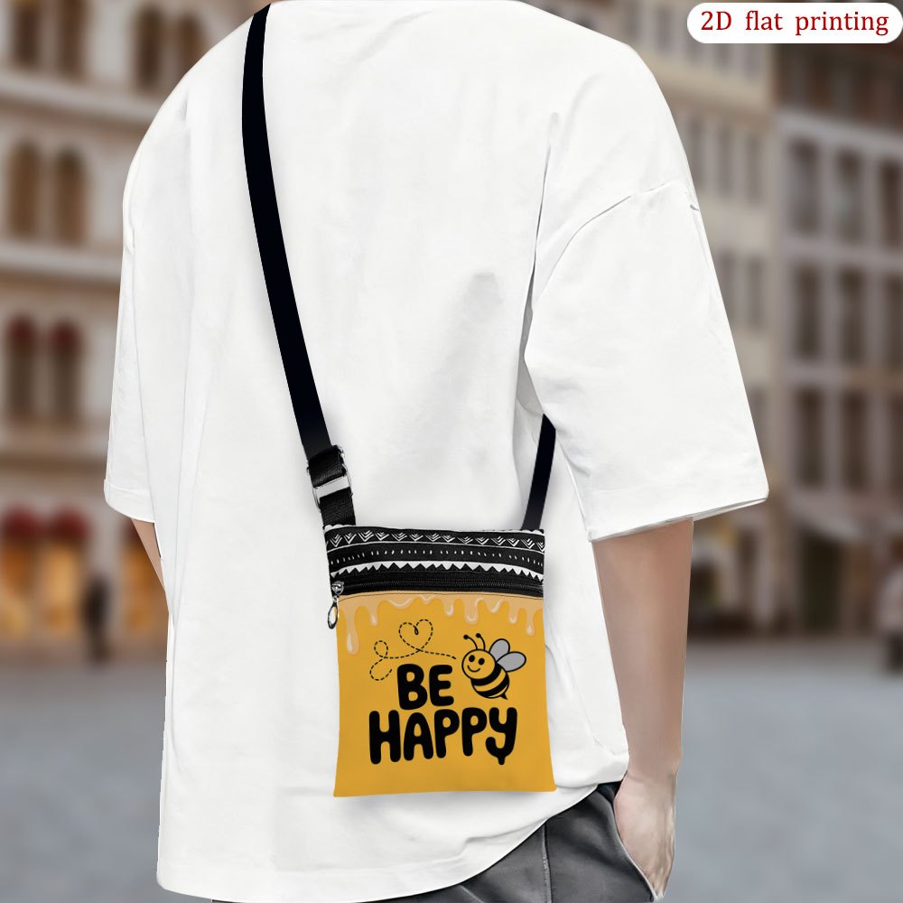 TEMU 1pc Crossbody Bag With Design - Lightweight Durable Fabric Phone Holder Suitable For Travel, Casual Use, Birthday Party Gift (adjustable Strap),