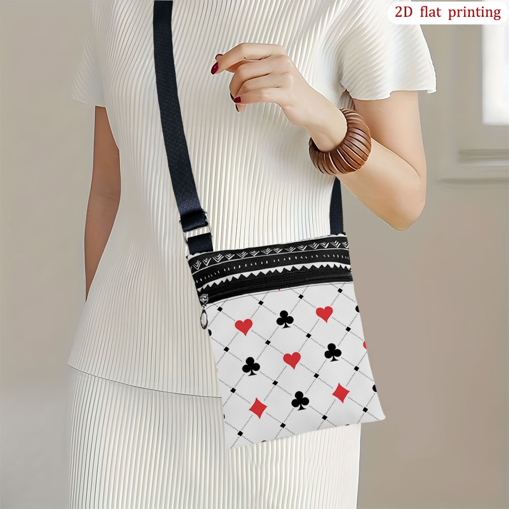 TEMU . [2D Flachdruck] Herz Club Umhängetasche für den täglichen Gebrauch, farbenfrohes Design, wiederverwendbare, leichte, kleine Geschenktüten,