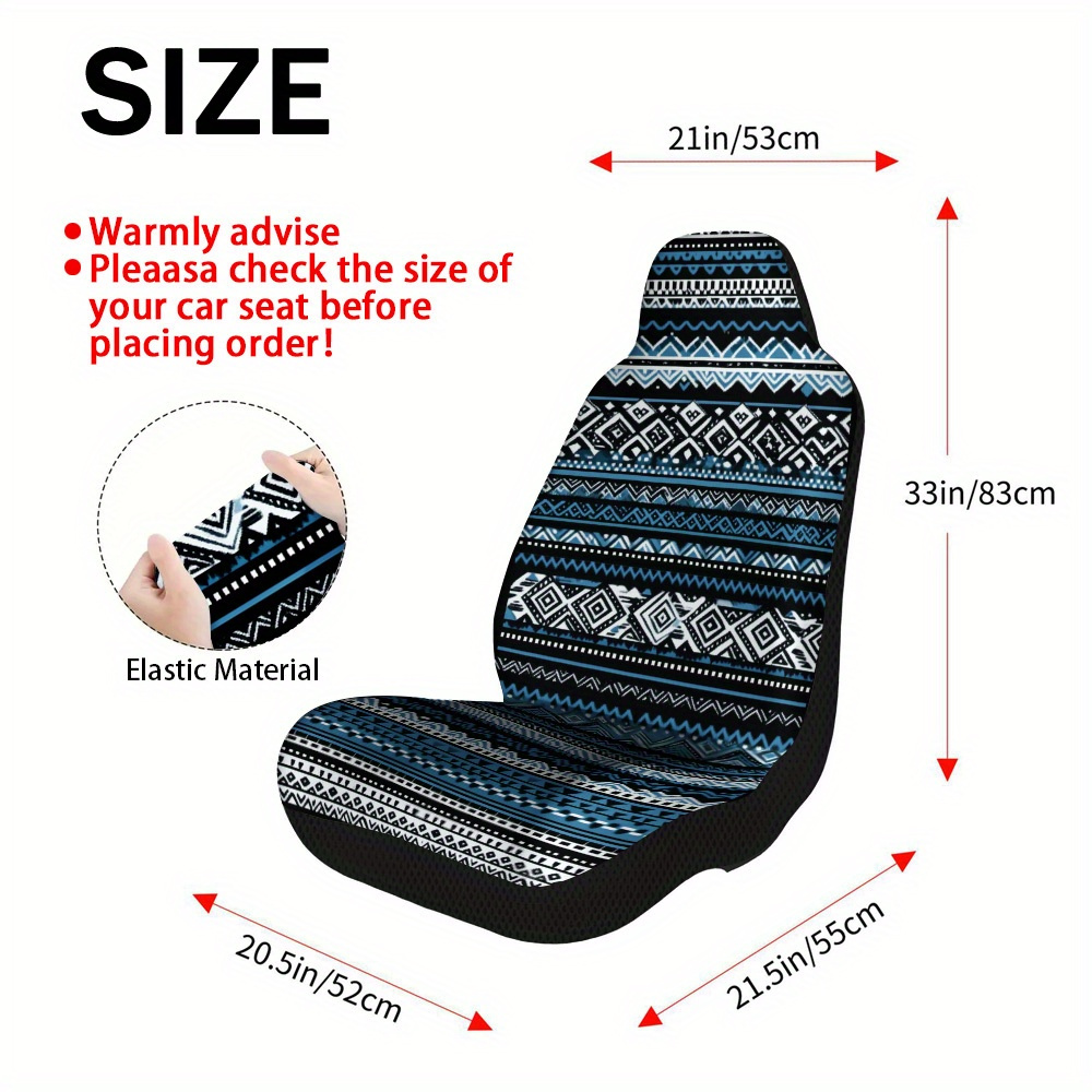 TEMU Juego de 2 fundas para asientos de coche con diseño de rayas geométricas azules, perfectas para interiores de vehículos con estilo. Ideales para
