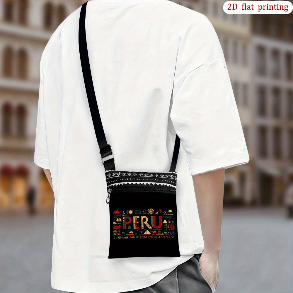 TEMU 1 stuks [2D Platte Print] Crossbody Tas met een Design van de Peruviaanse Kust, Perfect voor Dagelijks Gebruik. Deze Levendige, Lichtgewicht