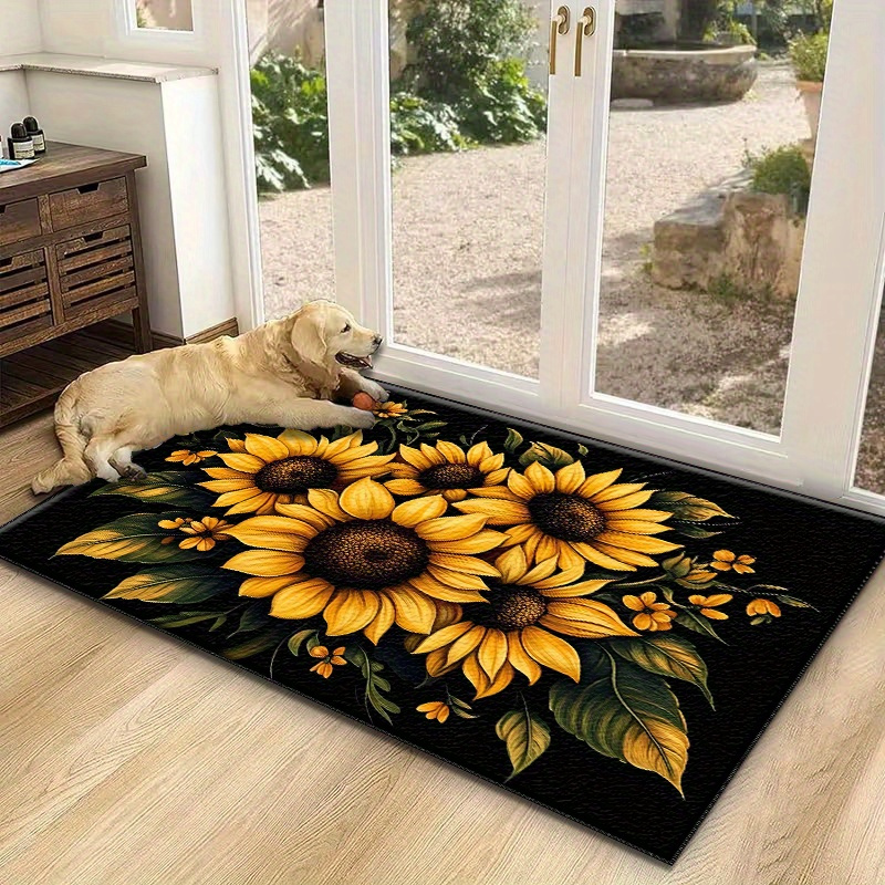 TEMU 1pc Sunflower-themed Doormat, A Practical Greeting Mat For Outdoor And Indoor Entrances, Small Mats For Bedside And Bathroom, Suitable For , ,