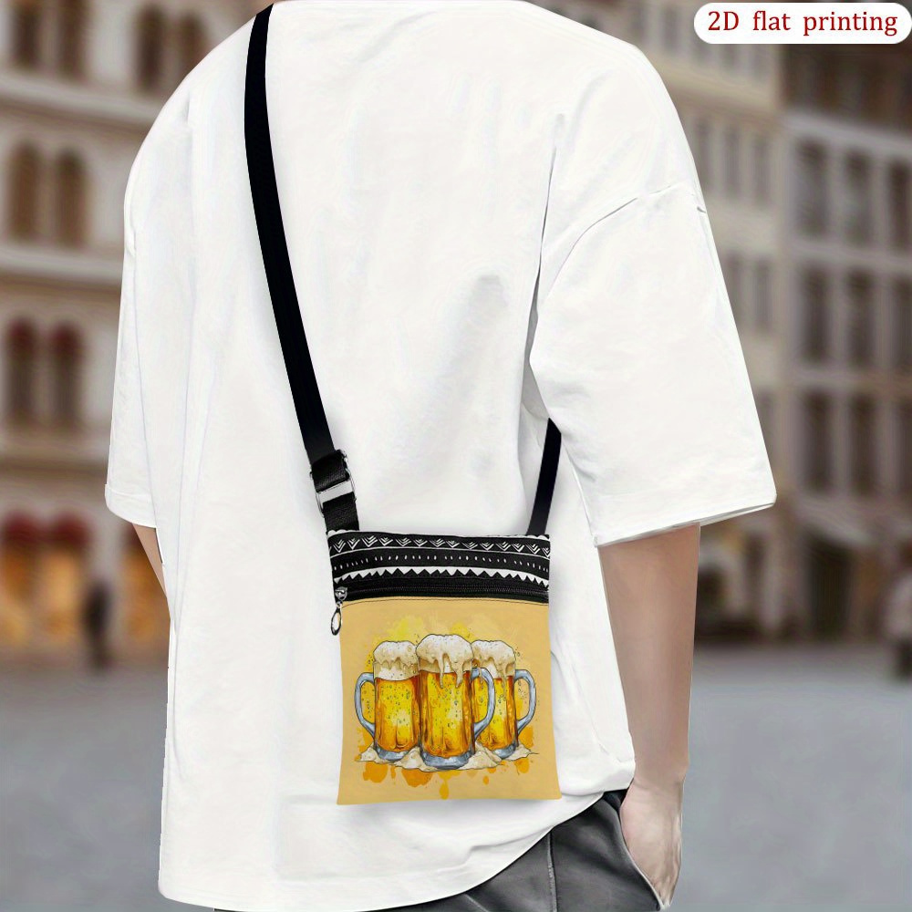 TEMU 1pc [2d Flat Printing] Foam Beer Mug Art Crossbody Bag For Everyday Use, Bright Designs, Sturdy And Portable, Ideal As Small Party Gifts For