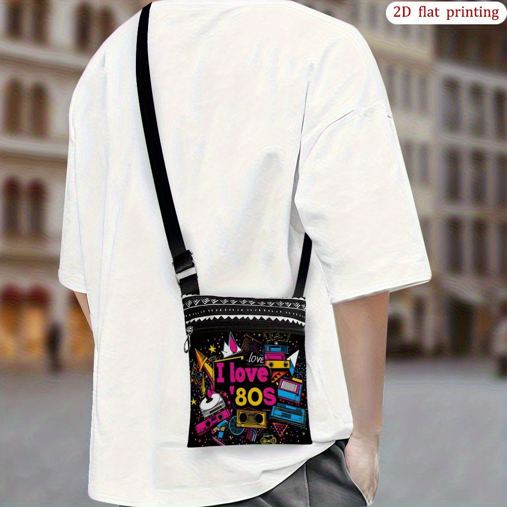 TEMU 1pc [2d Flat Printing] Retro Gadgets Scene Crossbody Bag For Everyday Use, Made Of Durable Fabric In Colors, Small Shoulder Bag Ideal For