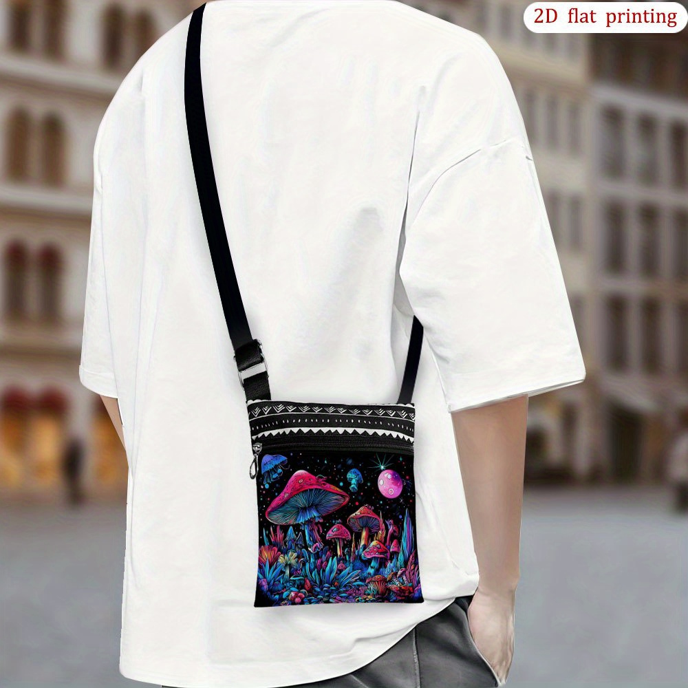 TEMU 1pc Mushroom & Crossbody Bag - Adjustable Strap Lightweight Small / Suitable For Travel, Camping, Everyday Use - Whimsical Garden Party Gift For