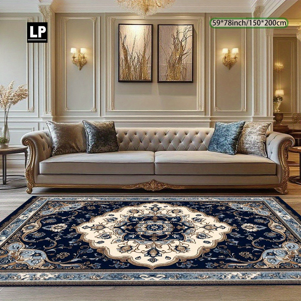 TEMU Heavyweight 850g/mÂ² Large Luxury Mat Compatible For Living Room Bedroom - Classic European Floral & Grid Pile, Jumbo Sizes (over ), Machine