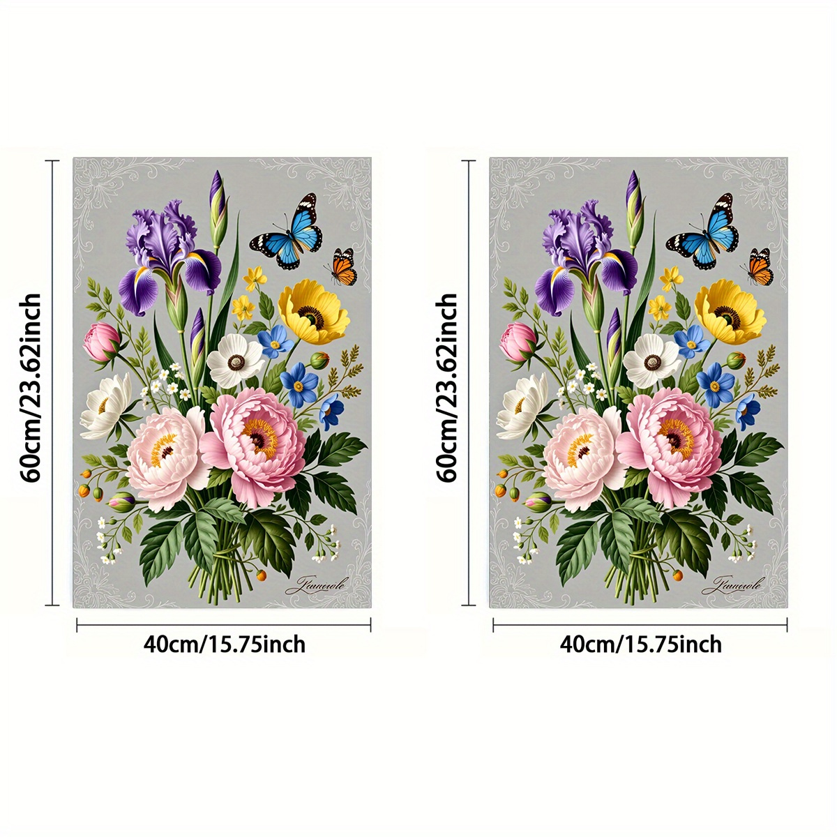 TEMU 2d Flat, 1pc Or 2pcs, Towel, Single-sided Print, Rectangular 40×60cm, Floral Illustration With A 2d Pattern, Soft, Comfortable, Durable, And ,