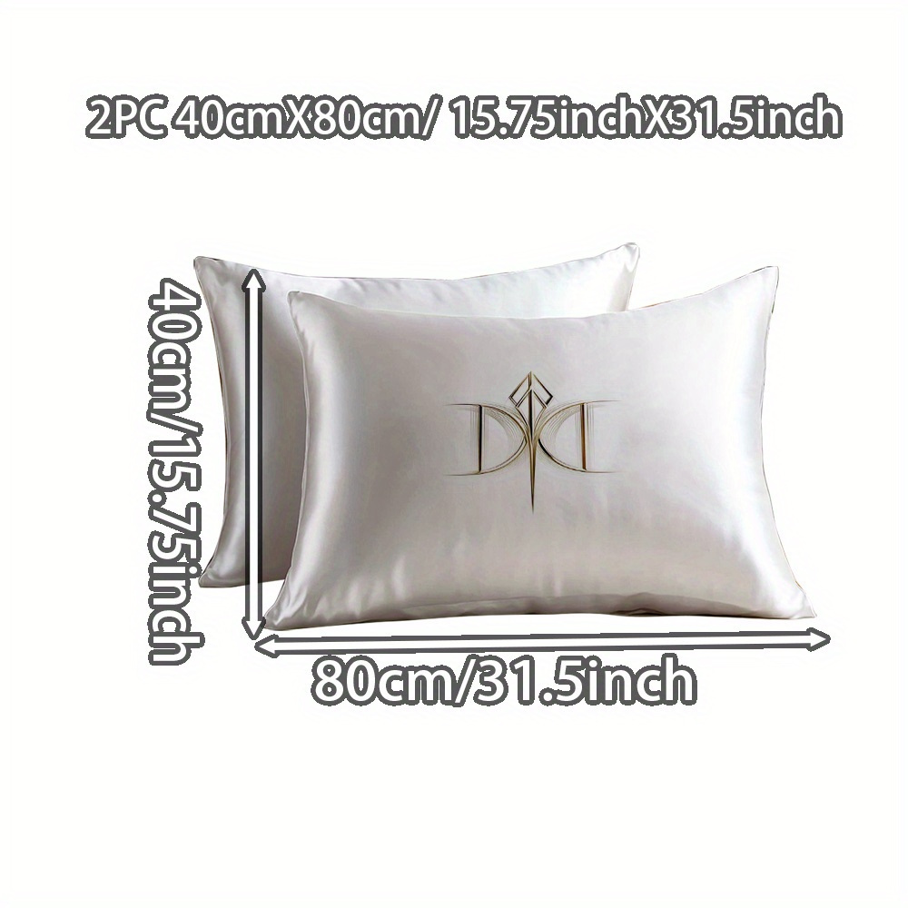 TEMU Juego de 2 fundas de almohada elegantes de seda de con diseño geométrico / fundas de almohada de cama / artículos de decoración del hogar /