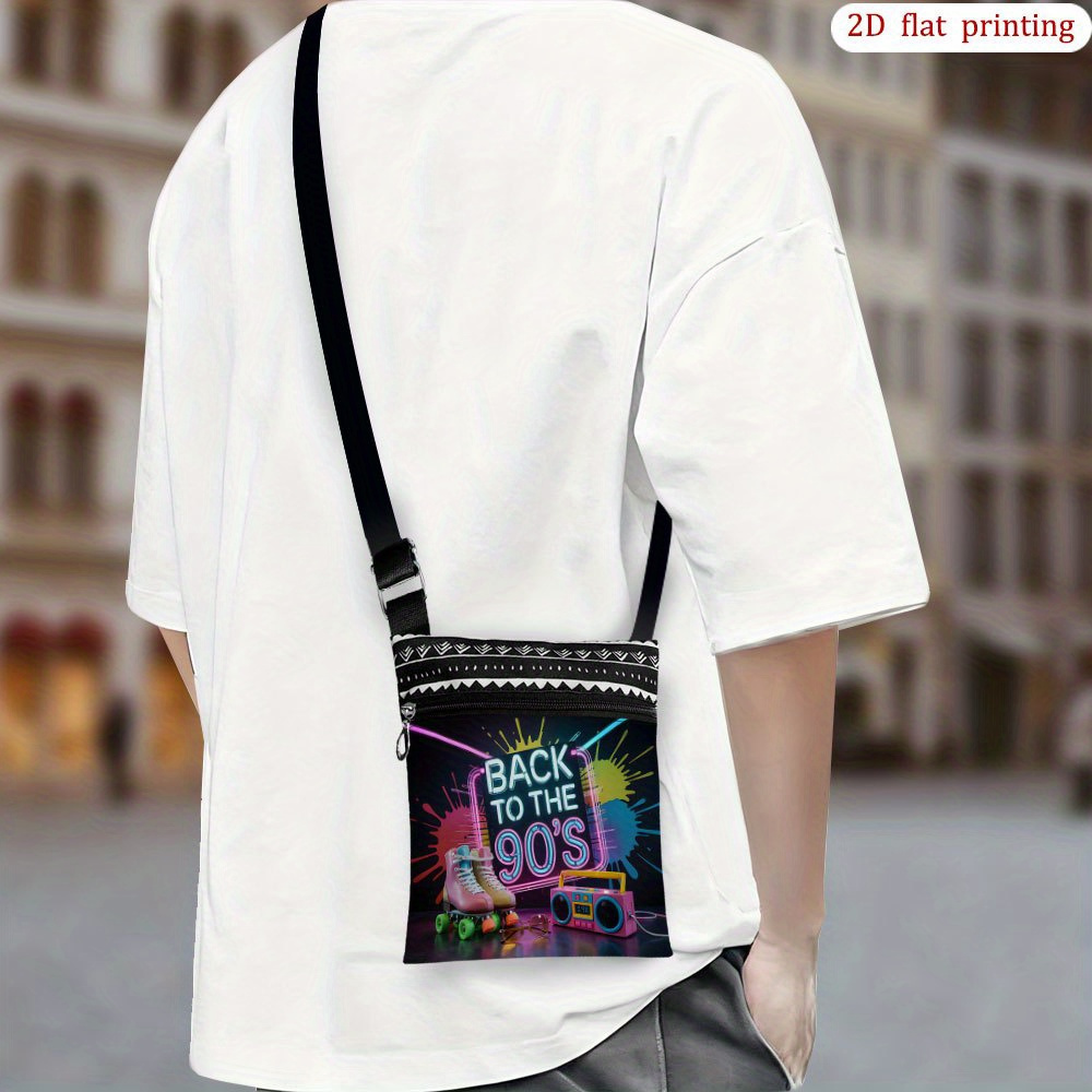 Image of 1pc [2d Flat Printing] Back To Scene Crossbody Bag Daily Use, Vibrant Patterns Reusable Lightweight Small Gift Bags Gift For Small Business Presents Suitable For Outdoor Activities, Casual Commuting
