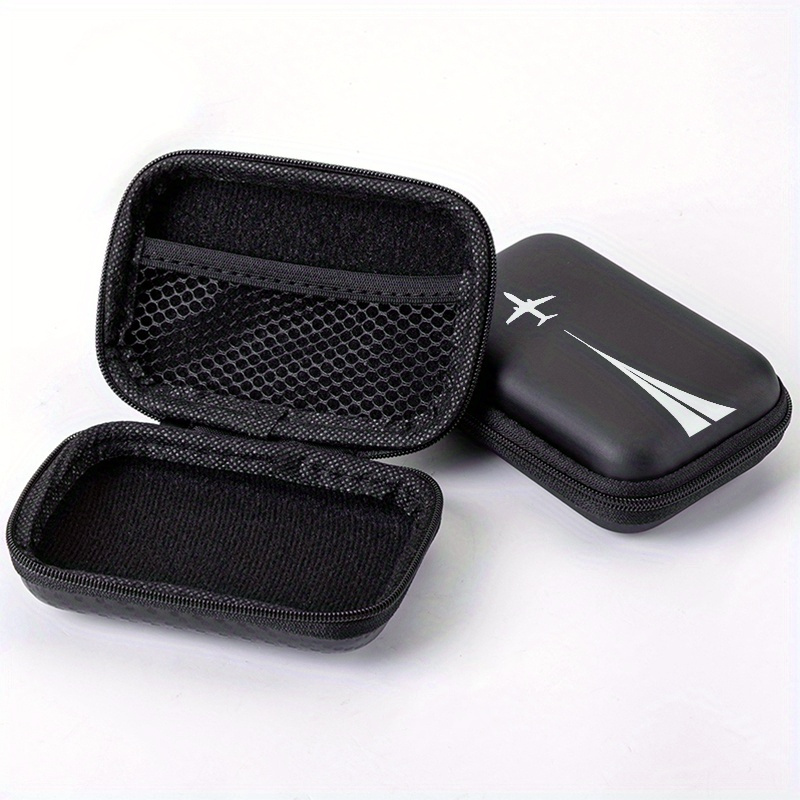 TEMU A Compact 4.3-inch Storage Bag With A Silhouette Print Of An Airplane Against Sky, Designed For Durable Protection Of Electronic Additions,