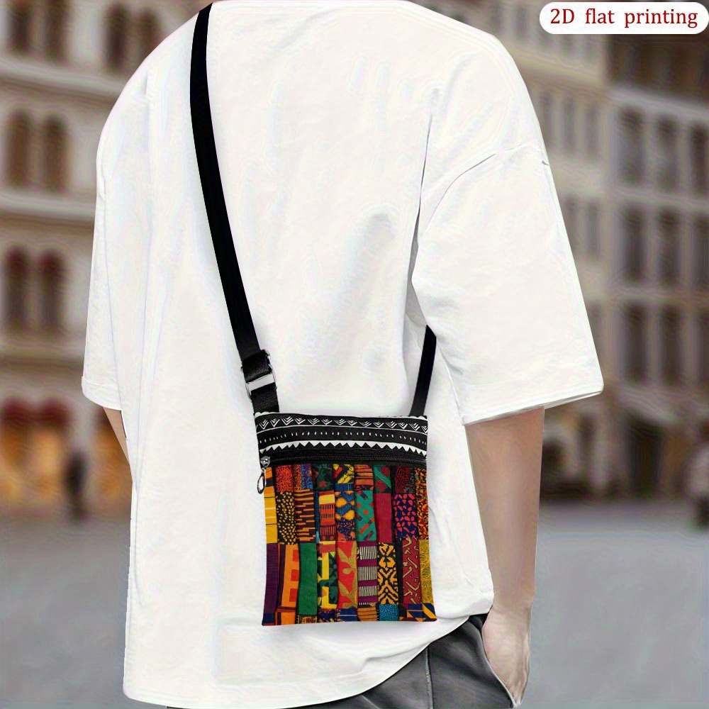 TEMU 1pc [ 2d Flat Printing] African Print Fabric Display Crossbody Bag Daily Use, Vibrant Patterns Durable Portable Small Favor Bag Gift For Wedding