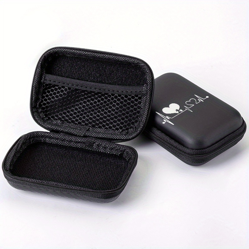 TEMU Heart-shaped Heartbeat Eva Hard-.3-inch Compact Storage Pouch - Durable Protective Travel Organizer Bag With Drop-proof Zipper, Suitable For