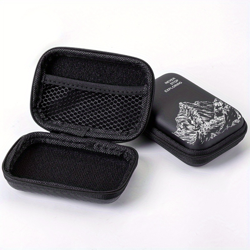 E-shop EVA-Hartschalen-Kompakt-Aufbewahrungstasche mit 4,3-Zoll-Druck „Mountains and Exploration“ englischem Slogan – Strapazierfähiger, sturzsicherer